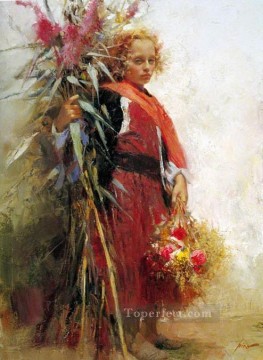  flower Canvas - Flower Child lady painter Pino Daeni
